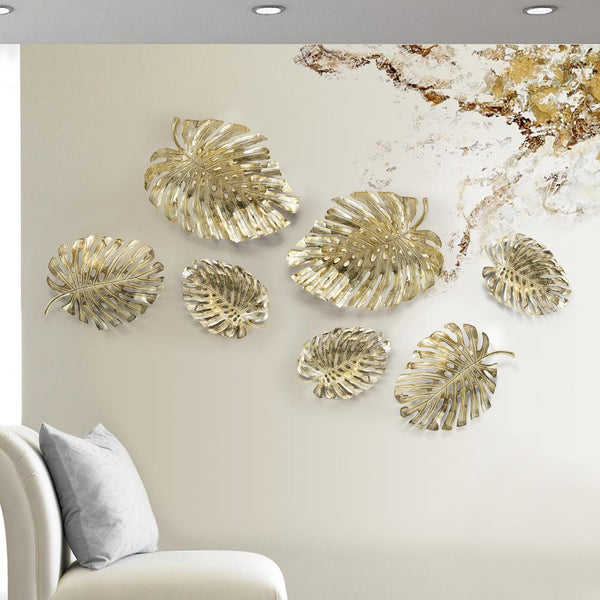 Gold Metal Wall Art Decor for Living Room Monstera Leaves Wall Home Decor