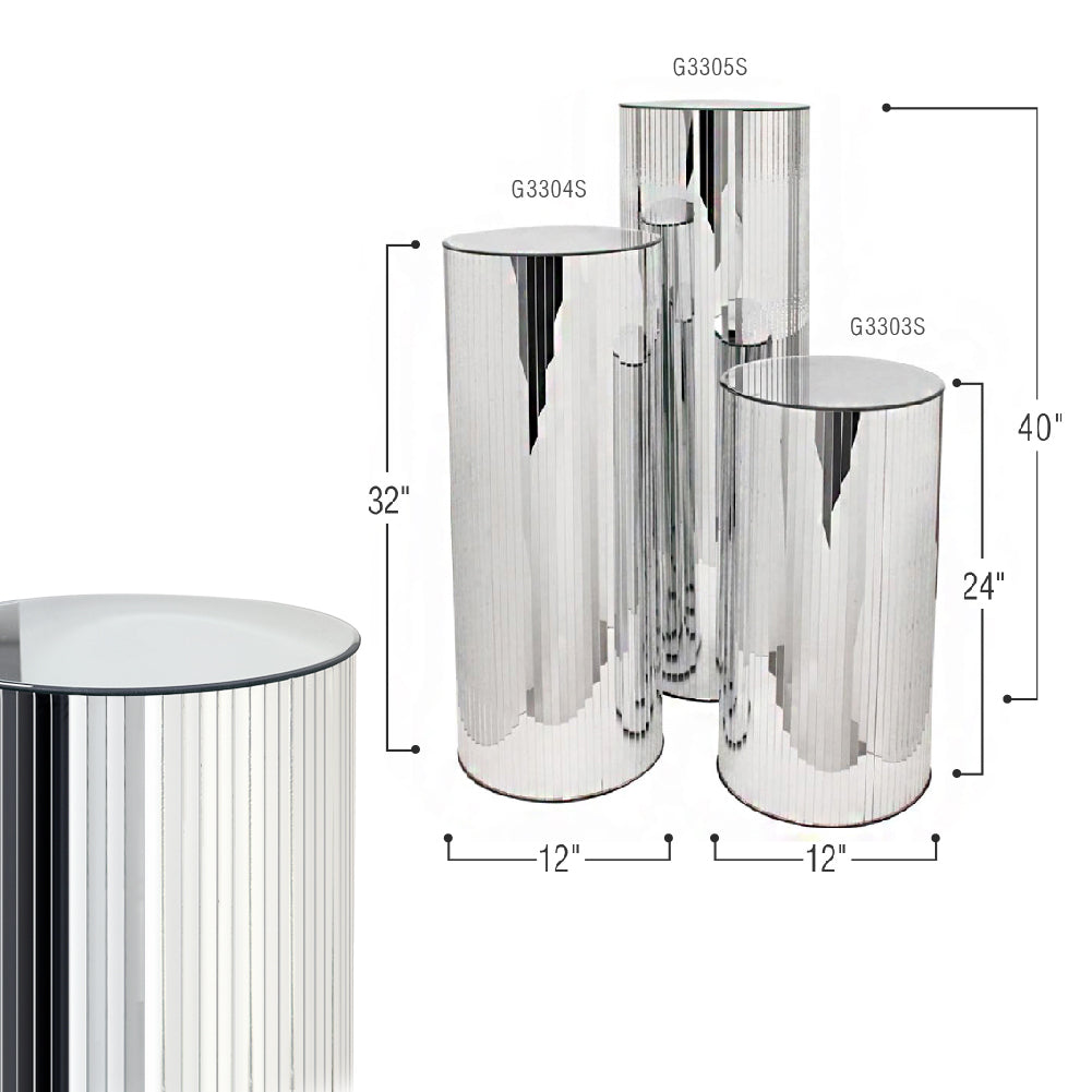 Mirrored Cylindrical Display Column / Pedestal