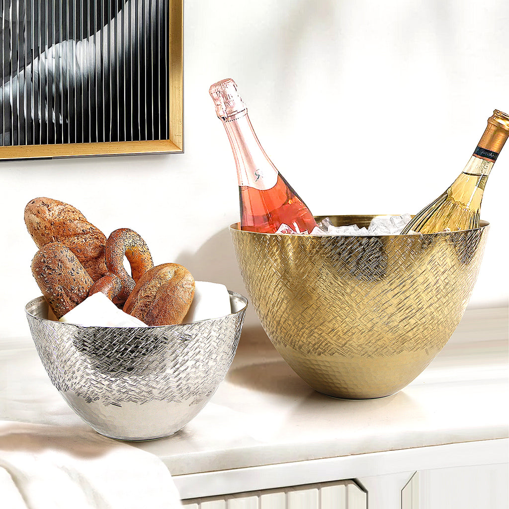 Two-toned Cross Aluminum Metal Bowl | Galore Home: Luxury Home Decor, Elegant Home Furnishings, Stylish Home Accents & Contemporary Home Accessories
