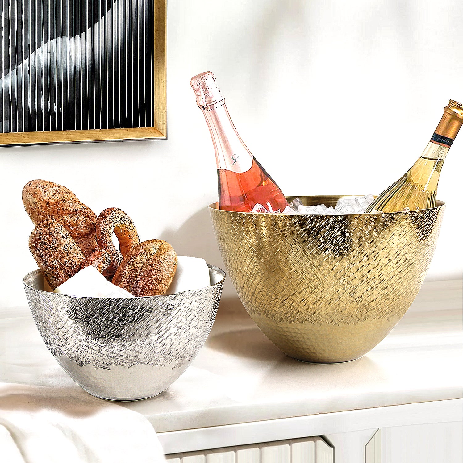 Two-toned Cross Aluminum Metal Bowl | Galore Home: Luxury Home Decor, Elegant Home Furnishings, Stylish Home Accents & Contemporary Home Accessories