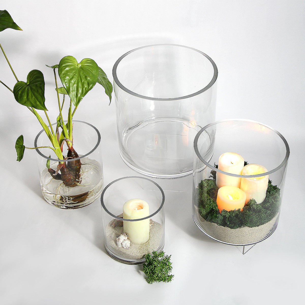 12-inch Top Clear Glass Cylinders
