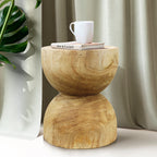 Evoke Natural Wood Pedestal Side Table Stool