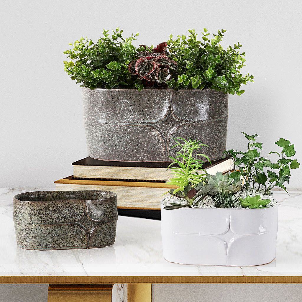 Decorative Oval Ceramic Pot | Galore Home: Luxury Home Decor, Elegant Home Furnishings, Stylish Home Accents & Contemporary Home Accessories