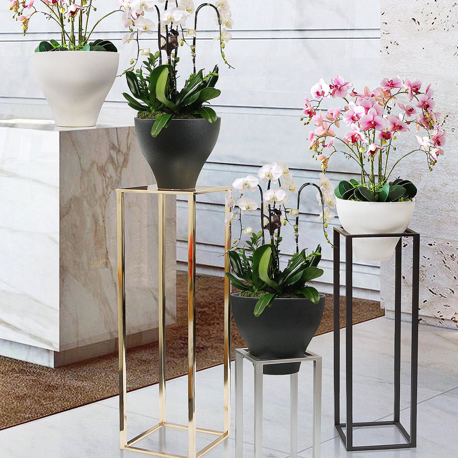 Metal Pedestal Stand Set