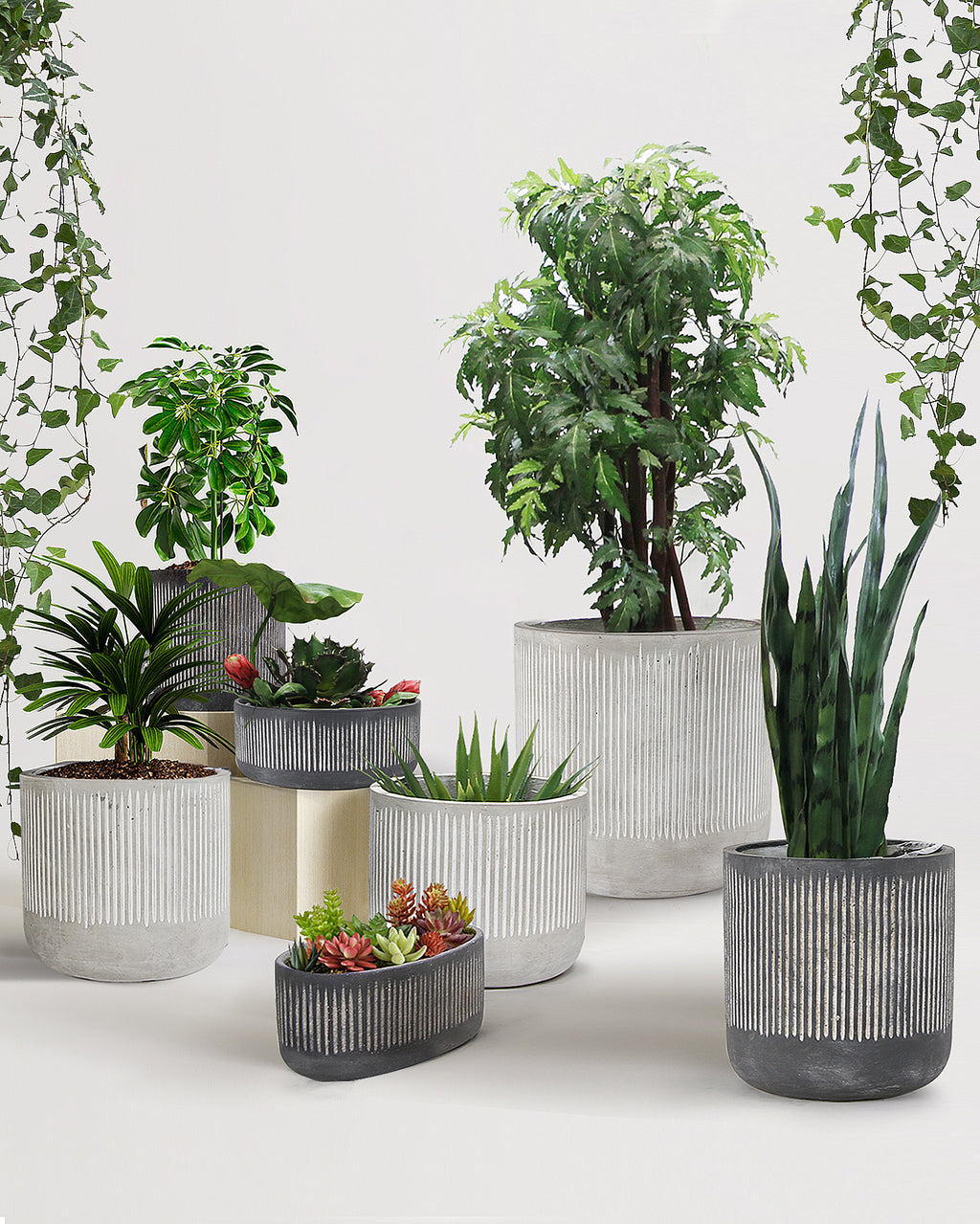 Ceramic Bamboo Ridged Planter | Galore Home: Luxury Home Decor, Elegant Home Furnishings, Stylish Home Accents & Contemporary Home Accessories