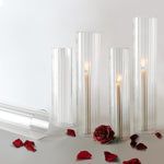 Pleated Glass Chimney Hurricane Candle Holder (set of 6)