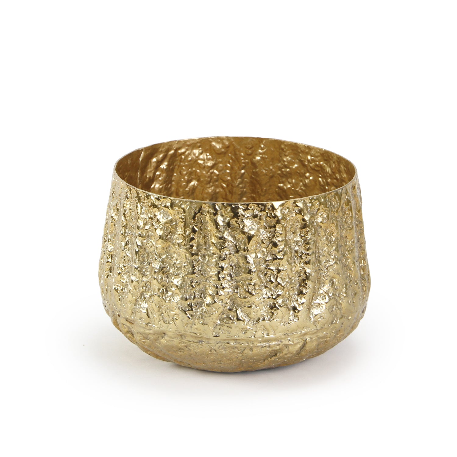 Crushed Round Taper Aluminum Metal Planter | Galore Home: Luxury Home Decor, Elegant Home Furnishings, Stylish Home Accents & Contemporary Home Accessories