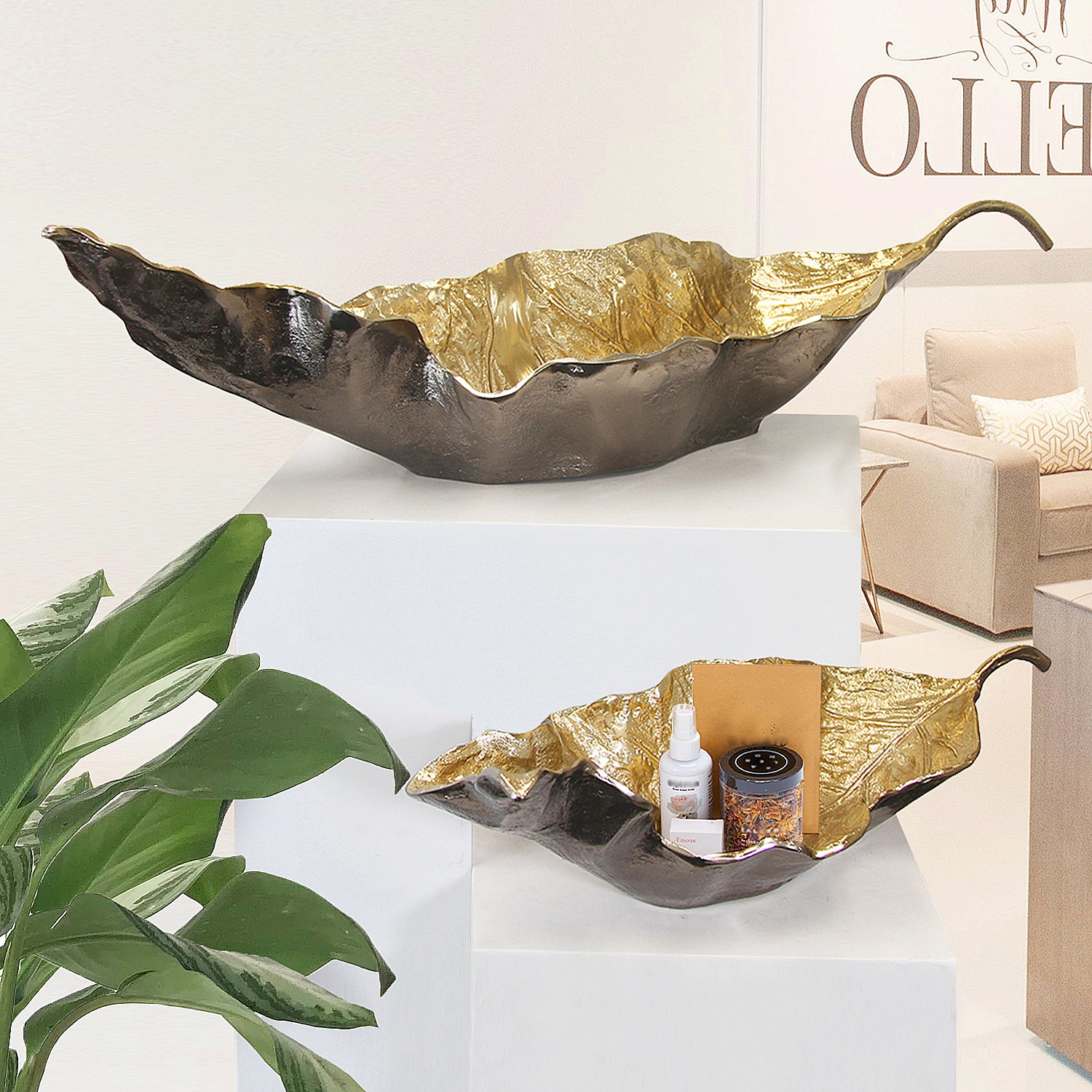Golden Leaf Platter | Galore Home: Luxury Home Decor, Elegant Home Furnishings, Stylish Home Accents & Contemporary Home Accessories