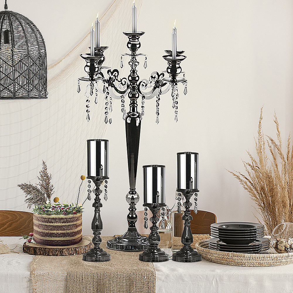 40" 5-Arm Black Crystal Candelabra Candle Holder | Galore Home: Luxury Home Decor, Elegant Home Furnishings, Stylish Home Accents & Contemporary Home Accessories