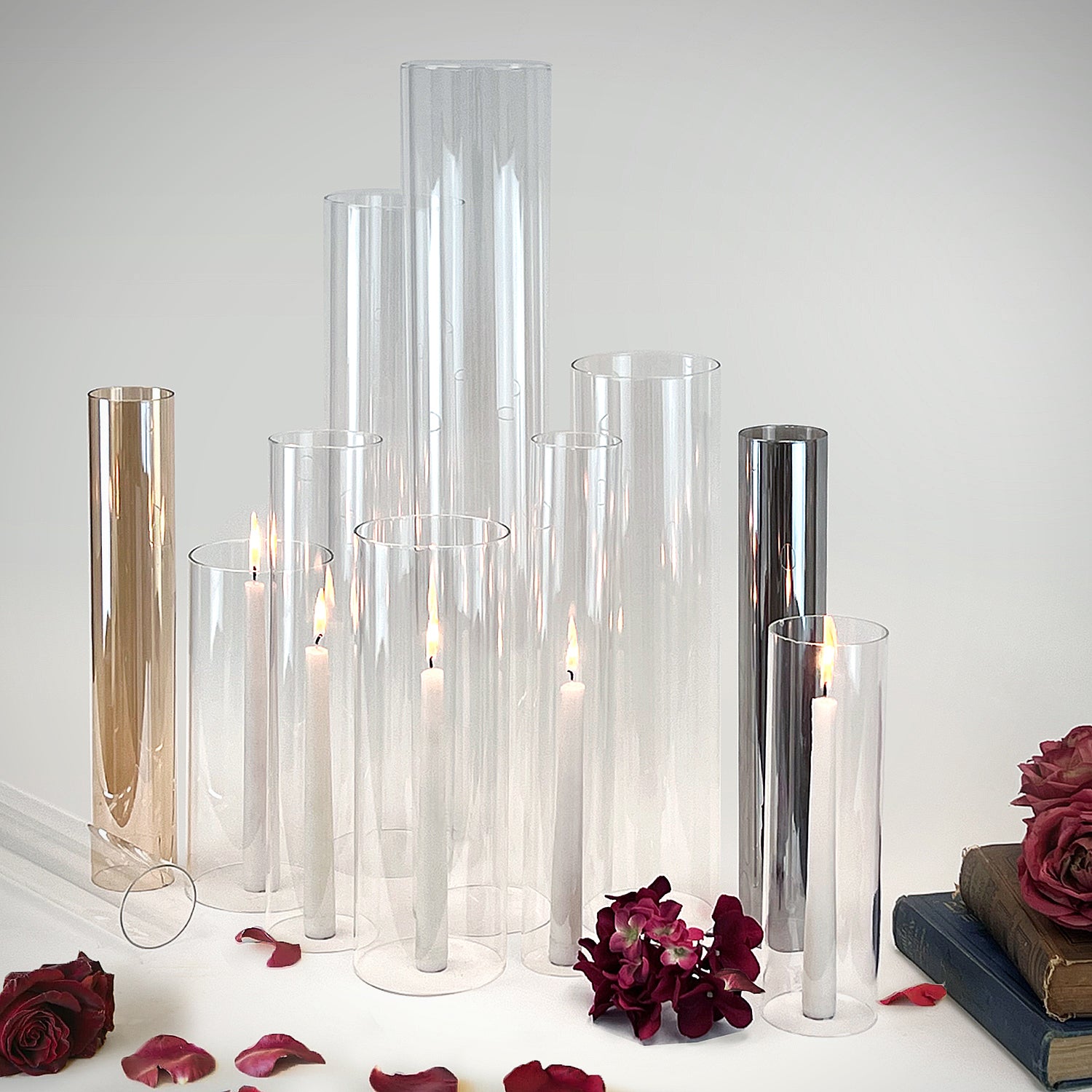Glass Chimney Hurricane Candle Holder (set of 6)