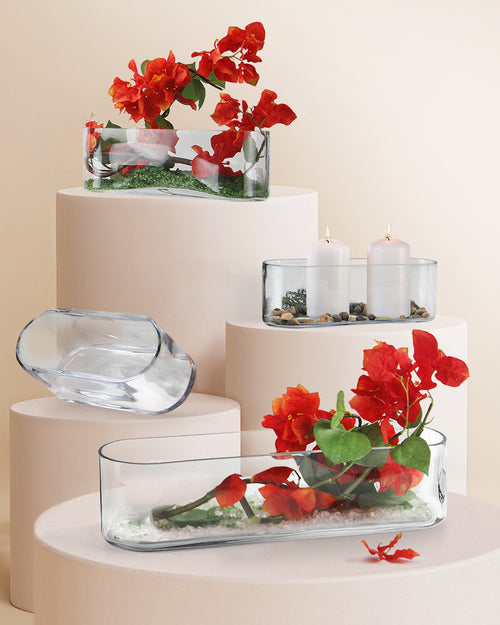 16.5" Long Oval Glass Vase / Centerpiece | Galore Home: Luxury Home Decor, Elegant Home Furnishings, Stylish Home Accents & Contemporary Home Accessories