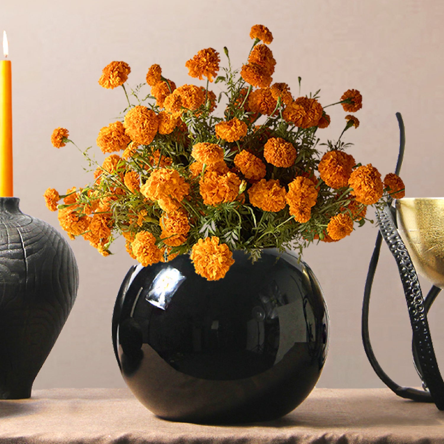 Black Glass Bubble Vase