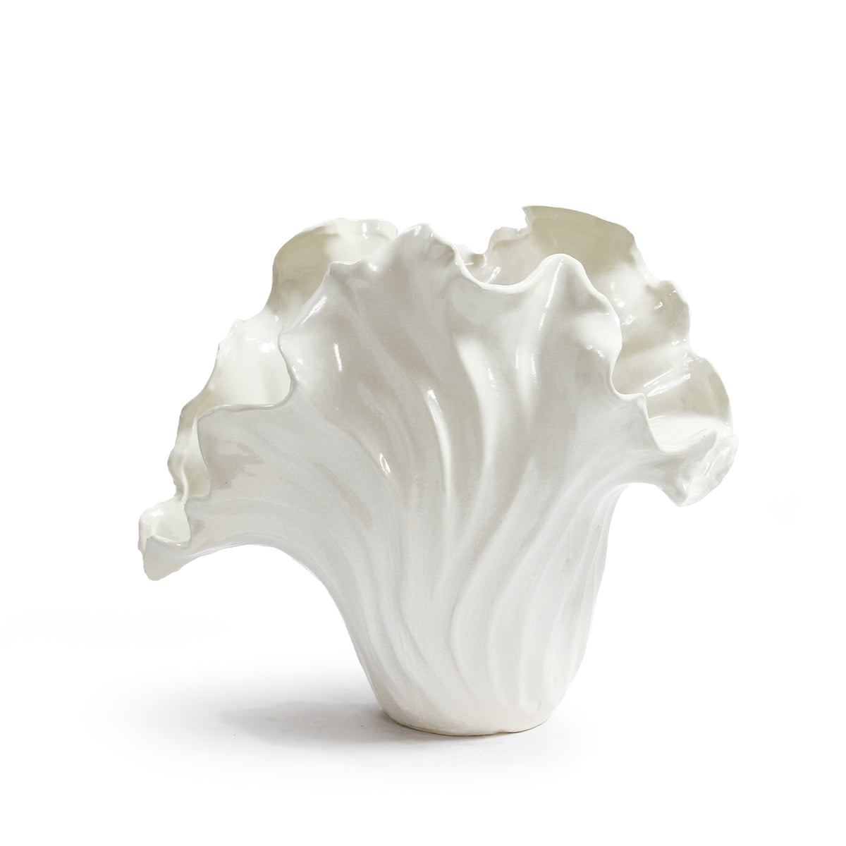 Fanfold Blossom Ceramic Vase Sculpture