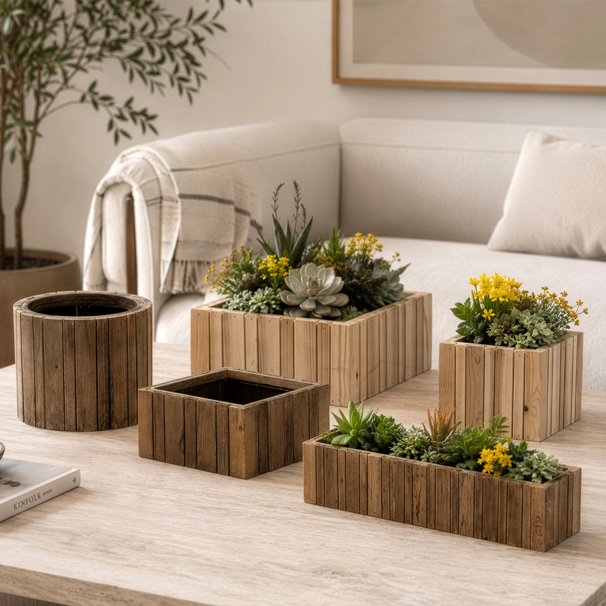 Vertical Slat Wood Box