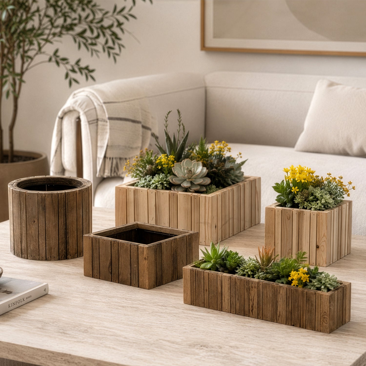 Vertical Slat Wood Box