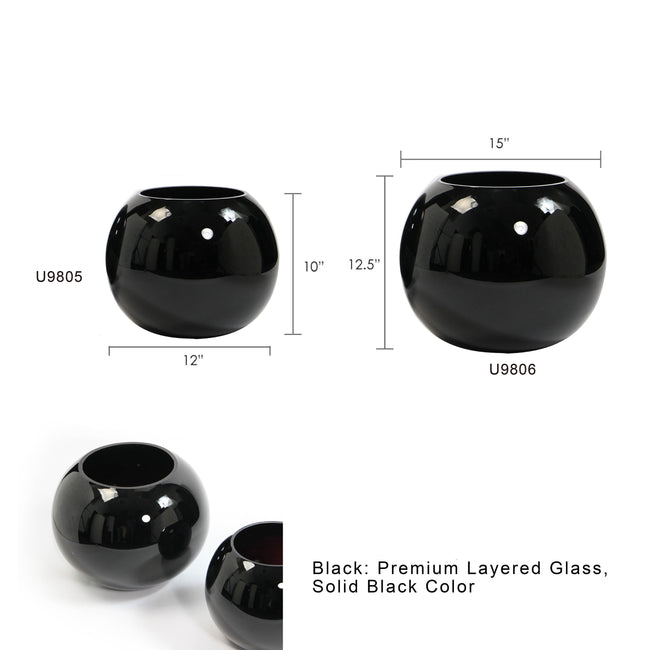 Black Glass Bubble Vase