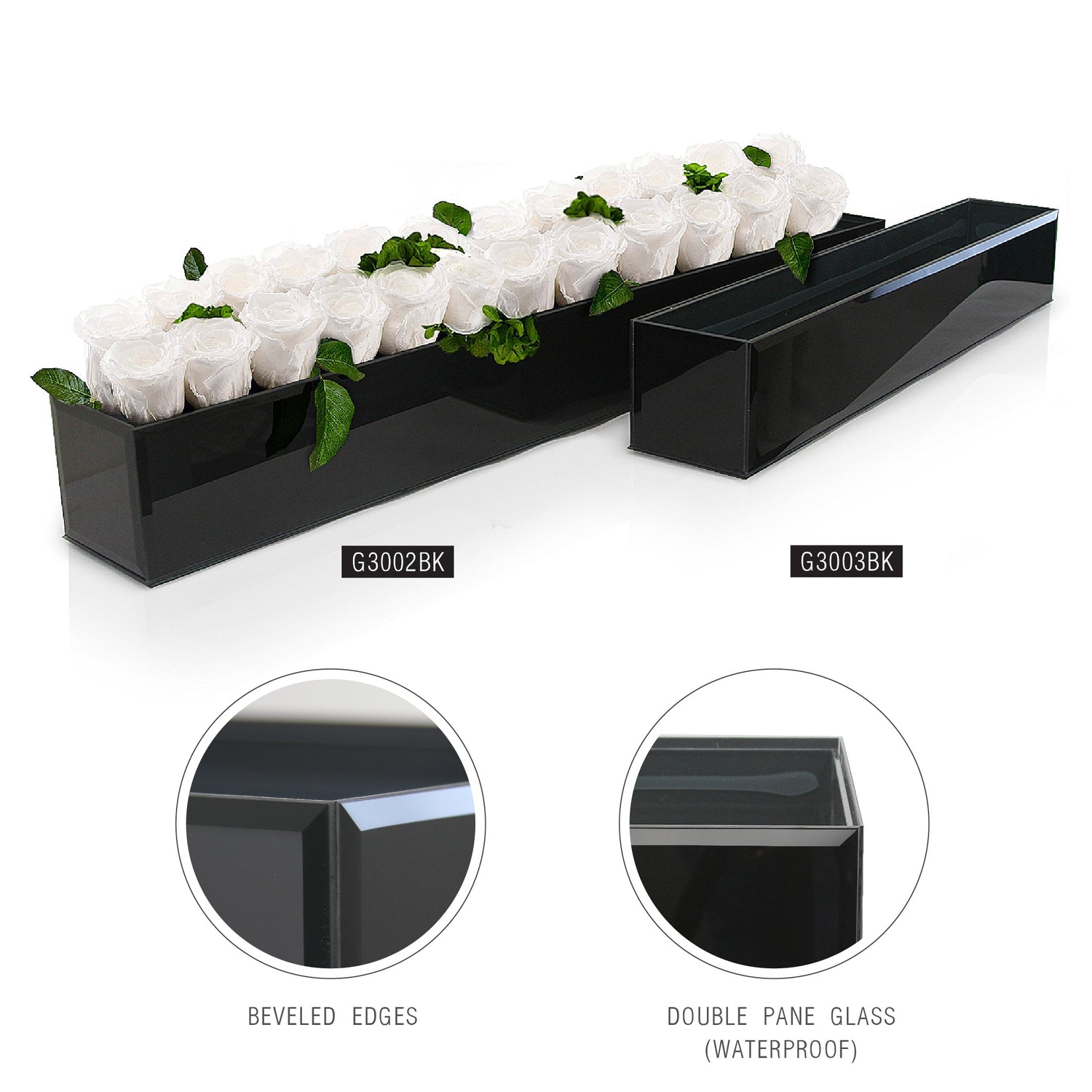 Reversible Black Glass Rectangular Planter | Galore Home: Luxury Home Decor, Elegant Home Furnishings, Stylish Home Accents & Contemporary Home Accessories