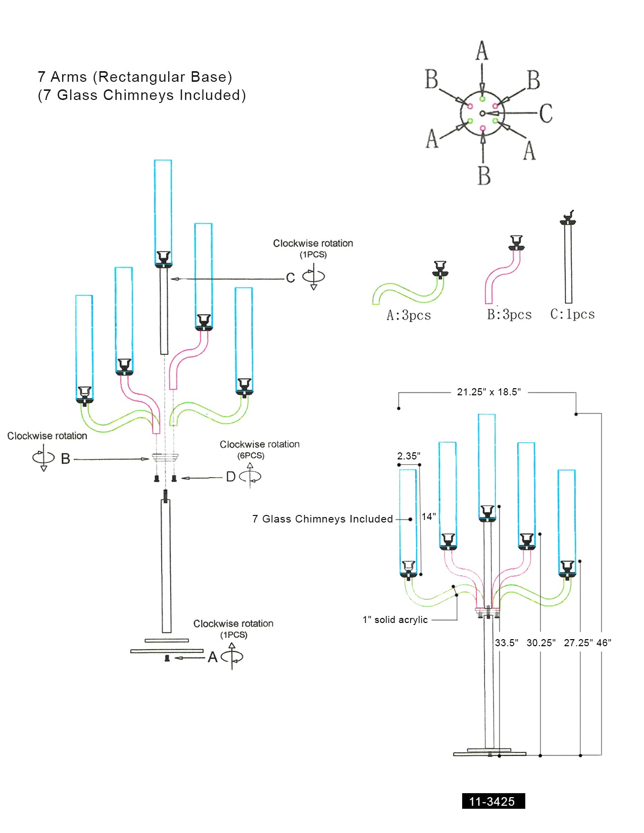 Premium Acrylic 7-Arms Chandelier Candelabra