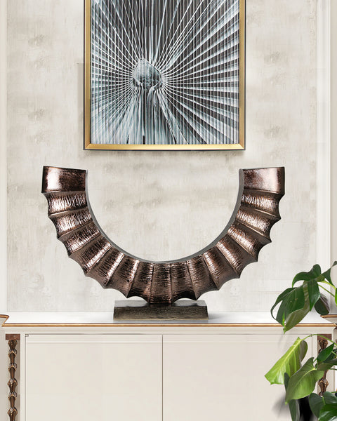 Solstice Curve Display Sculpture | Metal Tabletop Accent Centerpiece ...