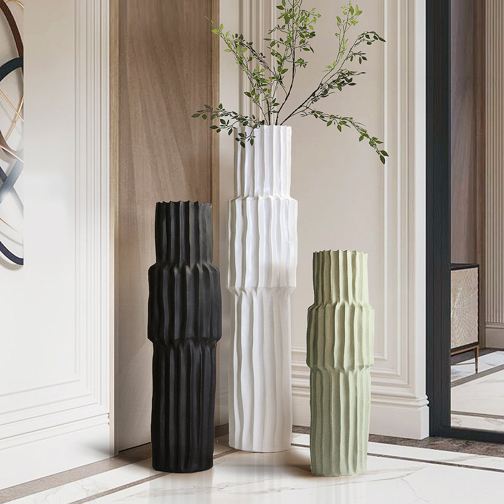 Tall Fluted/Ribbed Floor Vases