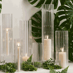 Pleated Glass Chimney Hurricane Candle Holder (set of 6)