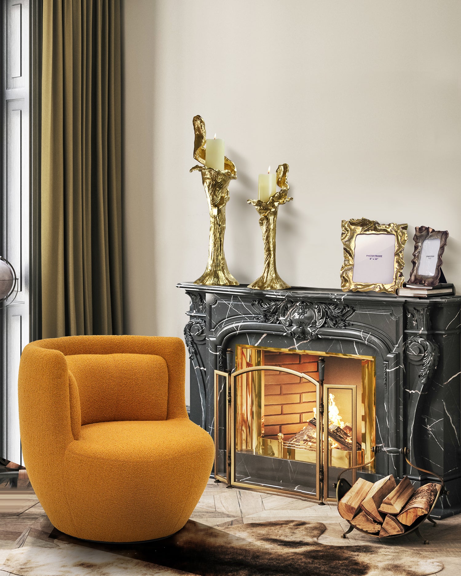 Molten Metal Sculptural Candle Stand | Luxury Tabletop Décor Large / Aged Brass by Galore Home, image size:1500x1875