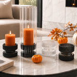 Glass Pillar Candle Holder (set of 6)