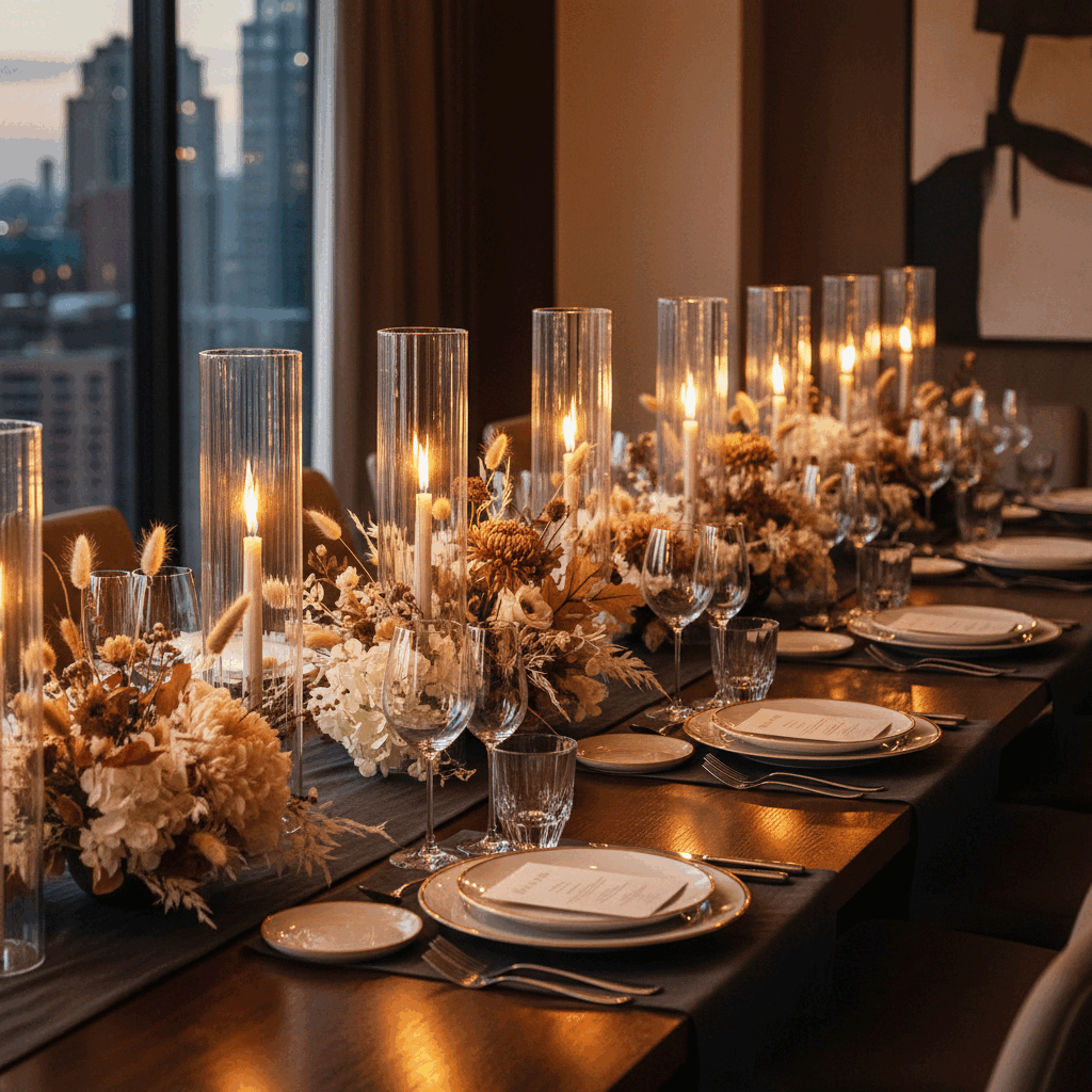 Pleated Glass Chimney Hurricane Candle Holder (set of 6)