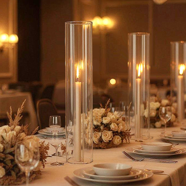 Pleated Glass Chimney Hurricane Candle Holder (set of 6)