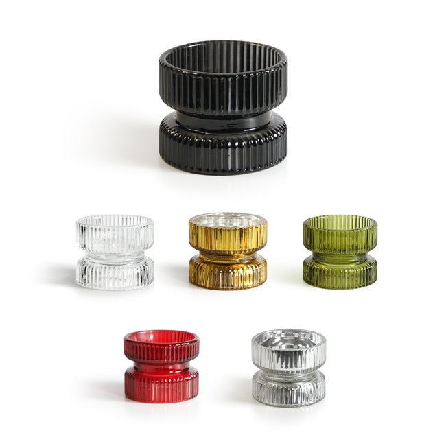 Glass Pillar Candle Holder (set of 6)
