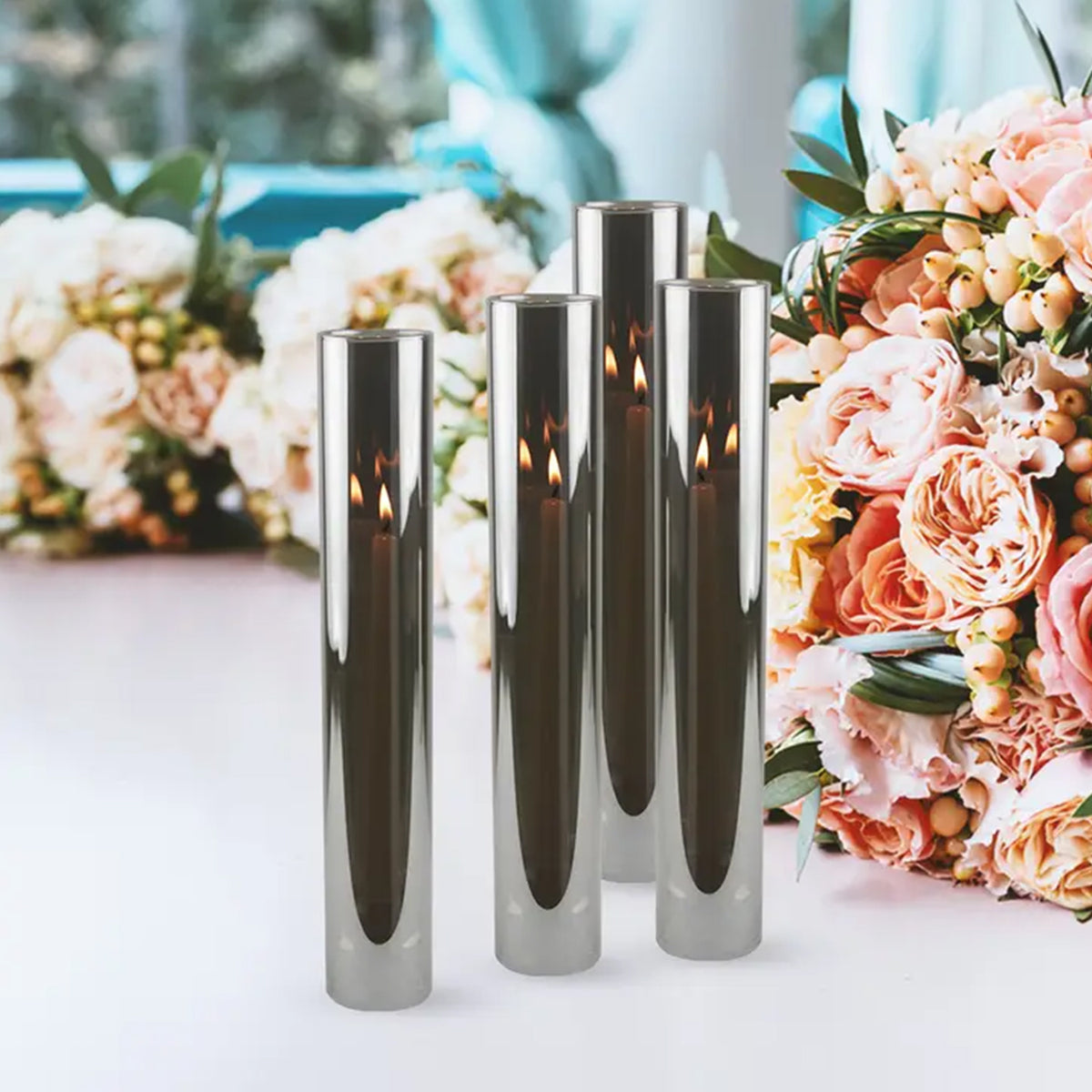 Glass Chimney Hurricane Candle Holder (set of 6)