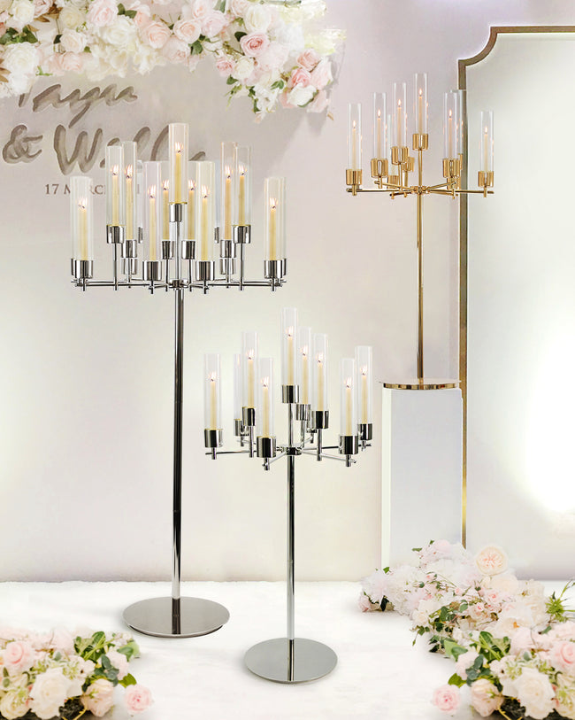 17 Arm Golden Clustered Candelabra - Large