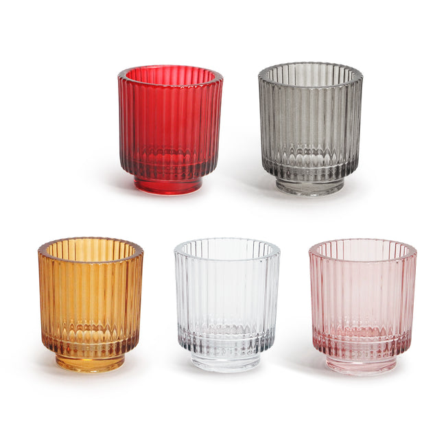 Ribbed Glass Tealight Holder