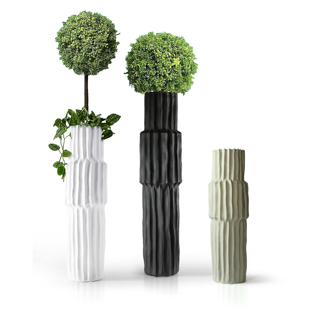 Tall Fluted/Ribbed Floor Vases
