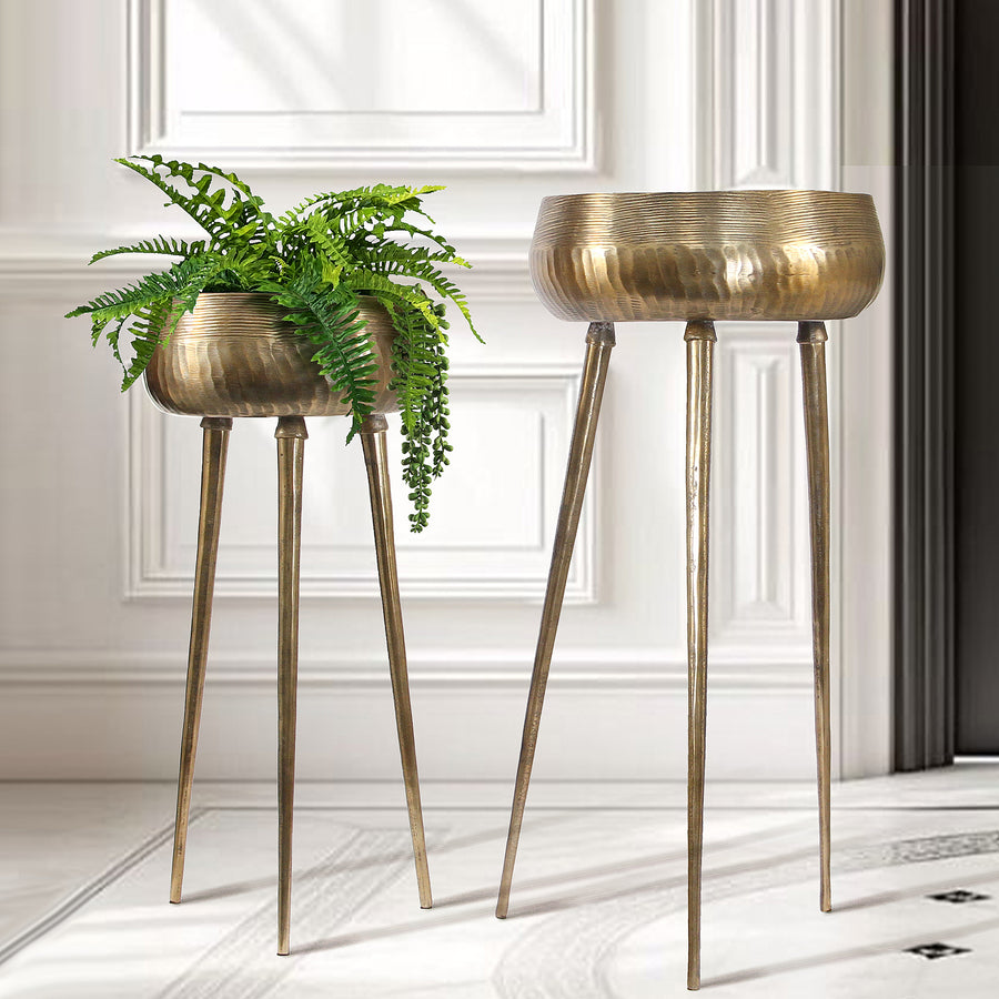Aurea Tall Metal Tripod Planter Bowl