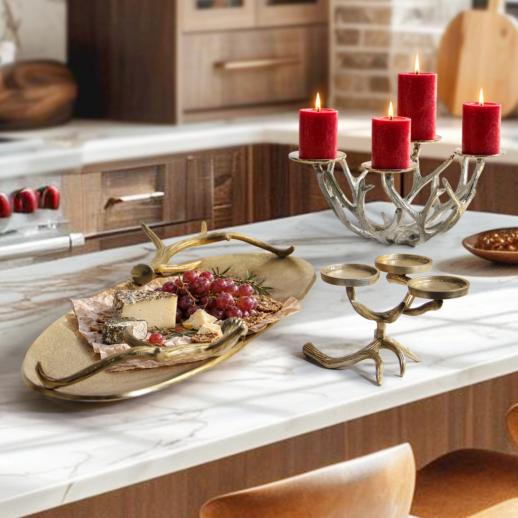 Metal Antler Candelabra Candle Holder