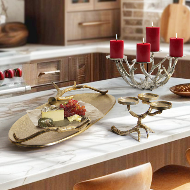 Metal Antler Candelabra Candle Holder