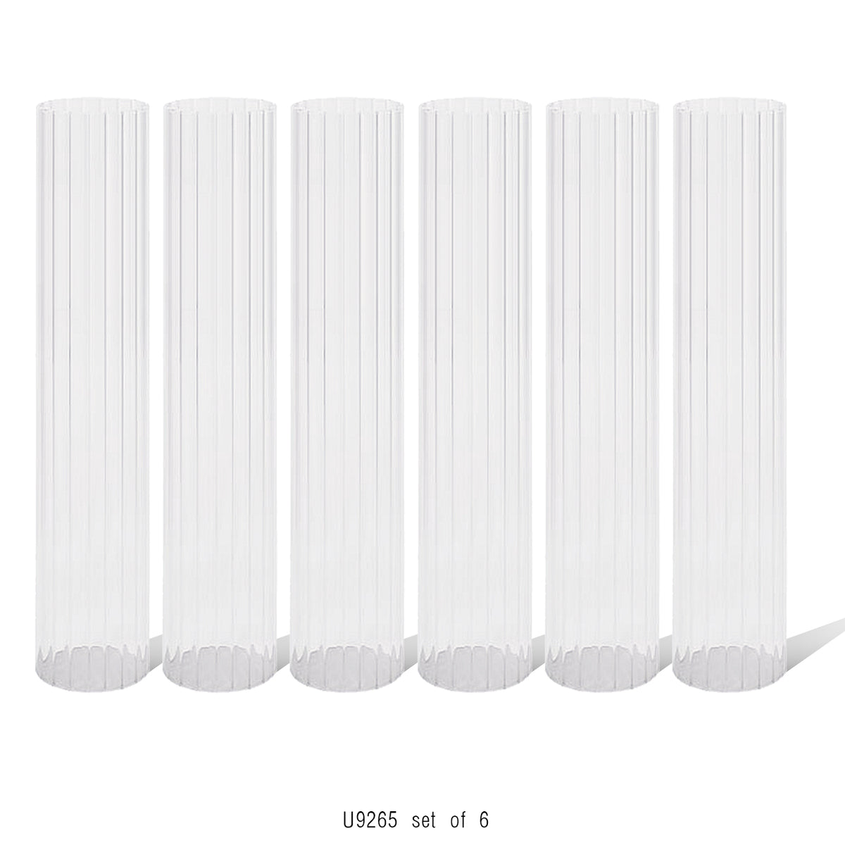 Pleated Glass Chimney Hurricane Candle Holder (set of 6)