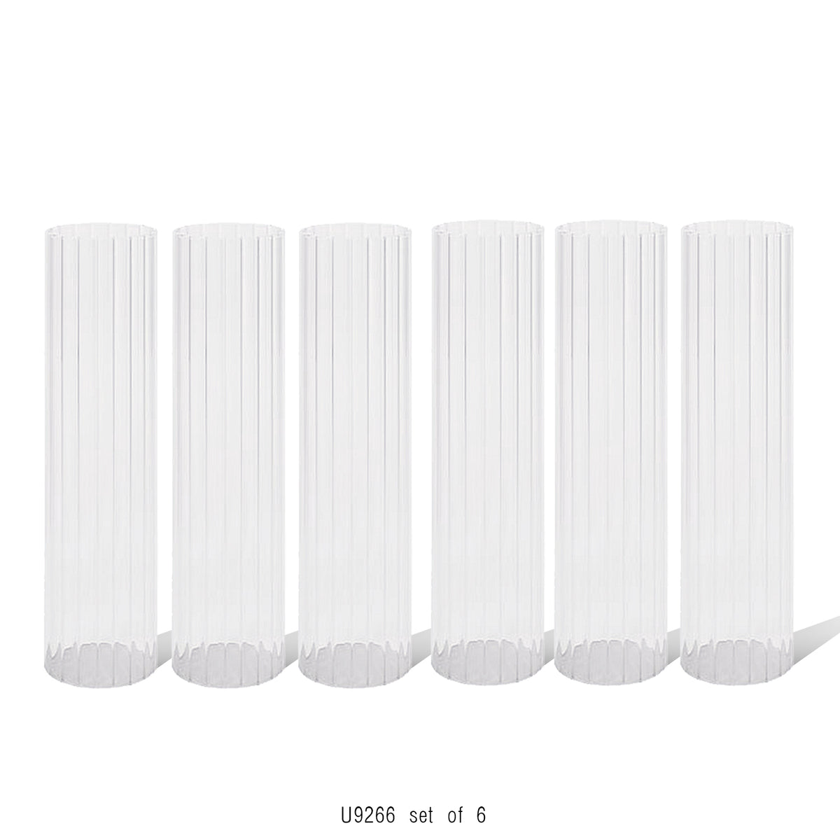 Pleated Glass Chimney Hurricane Candle Holder (set of 6)