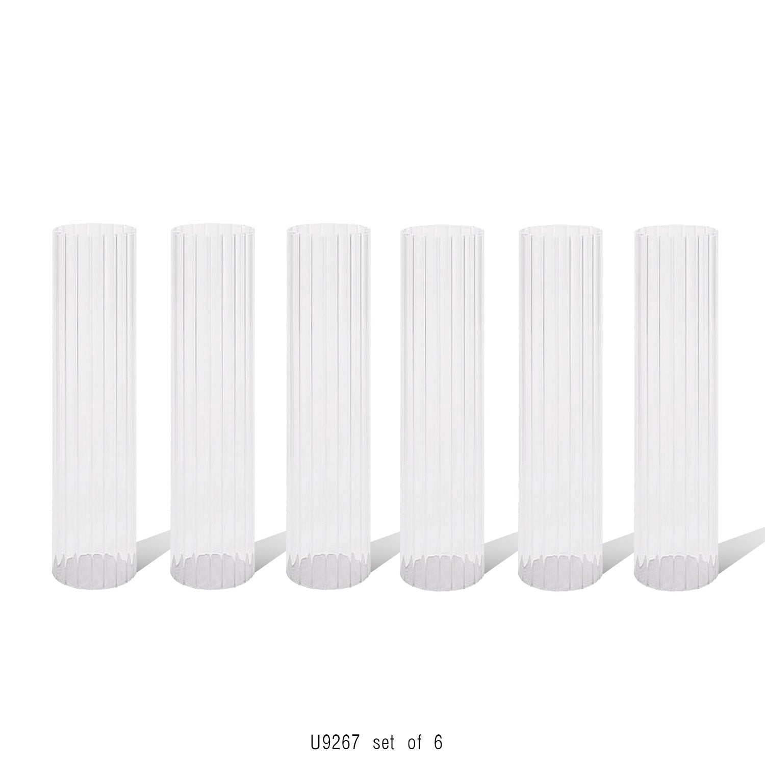 Pleated Glass Chimney Hurricane Candle Holder (set of 6)