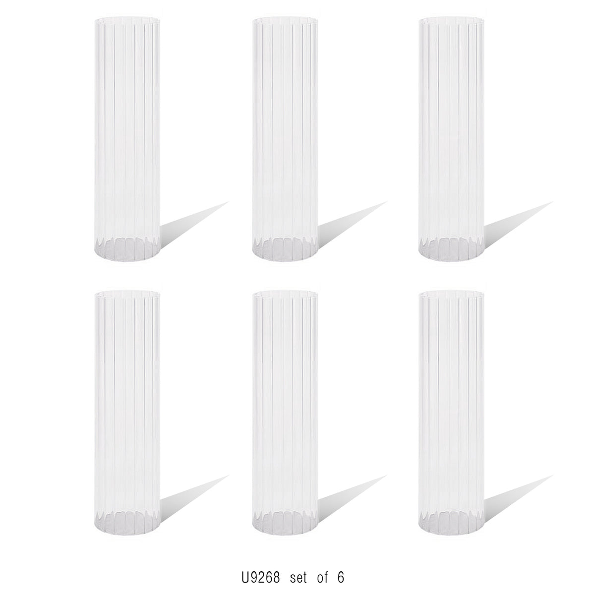 Pleated Glass Chimney Hurricane Candle Holder (set of 6)