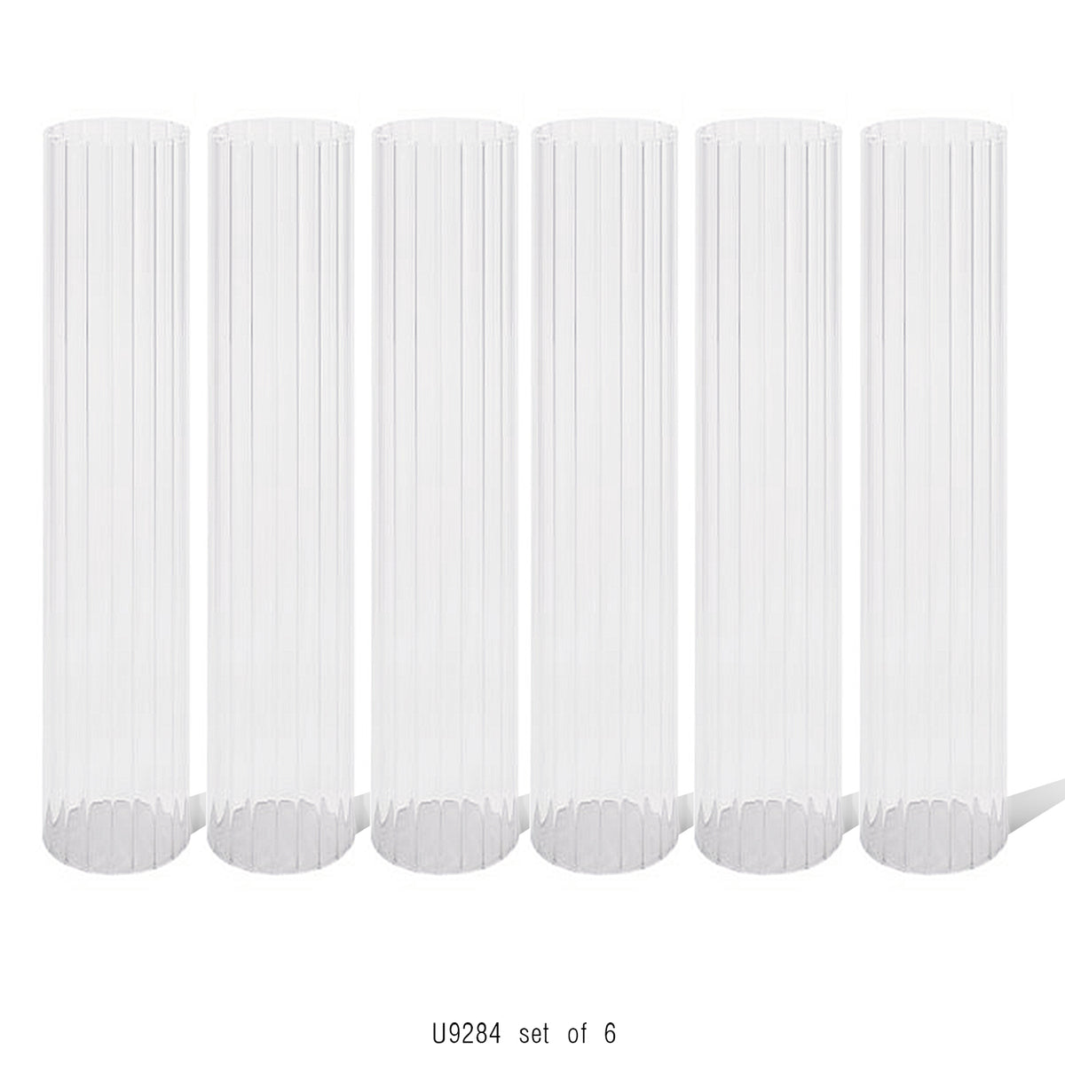 Pleated Glass Chimney Hurricane Candle Holder (set of 6)