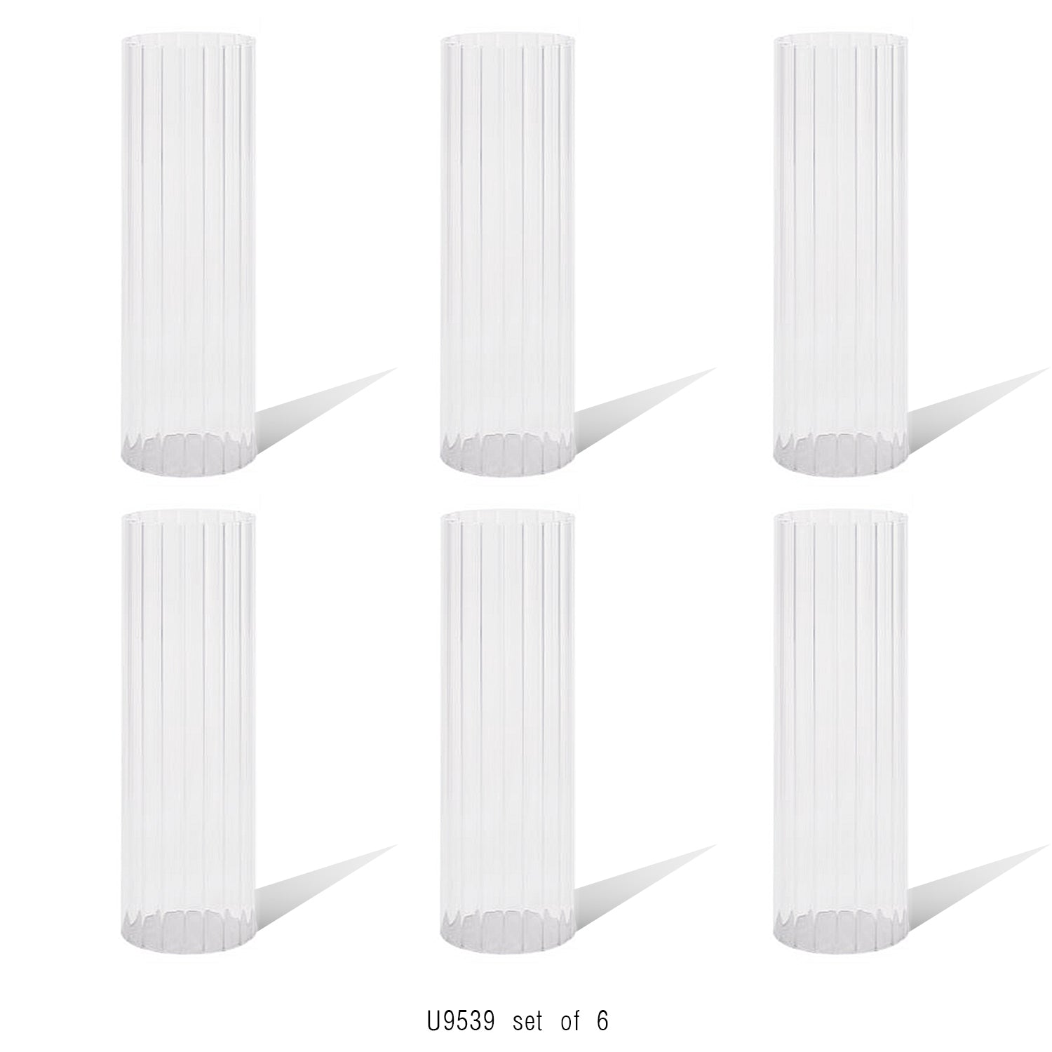 Pleated Glass Chimney Hurricane Candle Holder (set of 6)