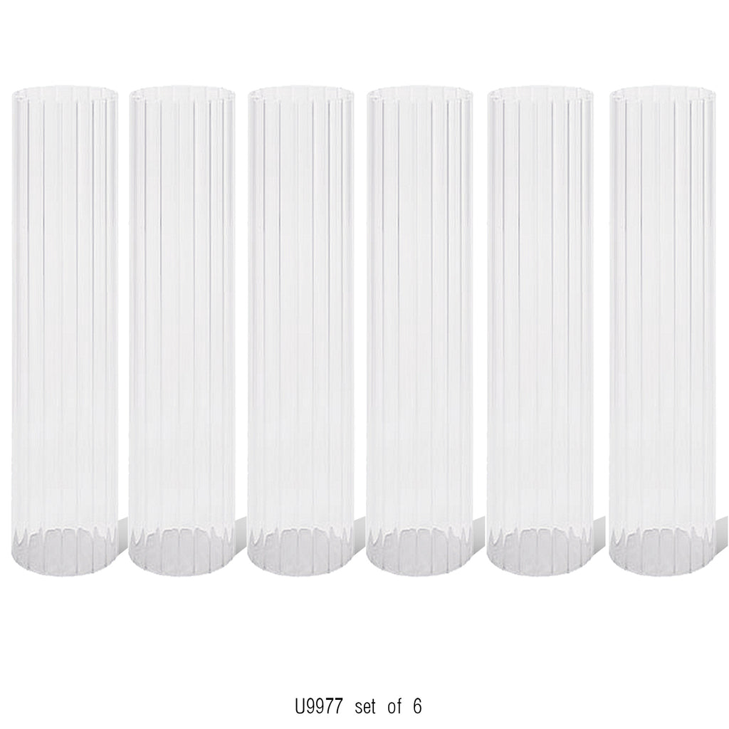 Pleated Glass Chimney Hurricane Candle Holder (set of 6)
