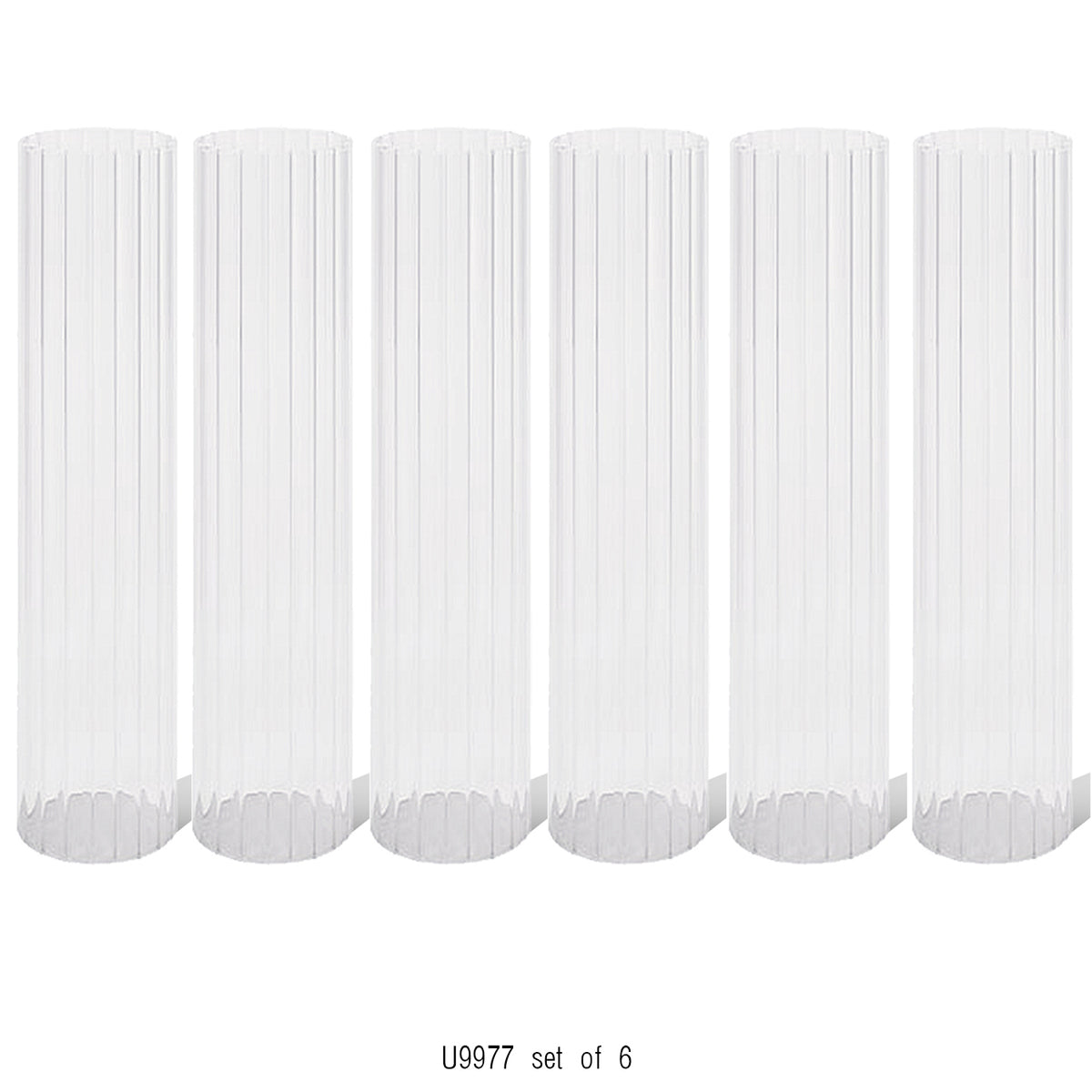 Pleated Glass Chimney Hurricane Candle Holder (set of 6)
