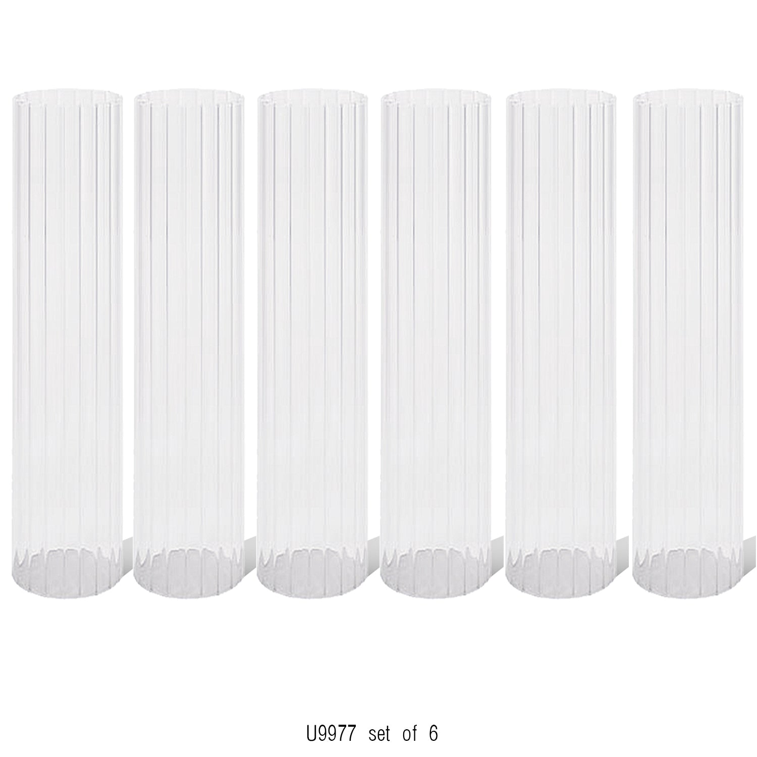 Pleated Glass Chimney Hurricane Candle Holder (set of 6)