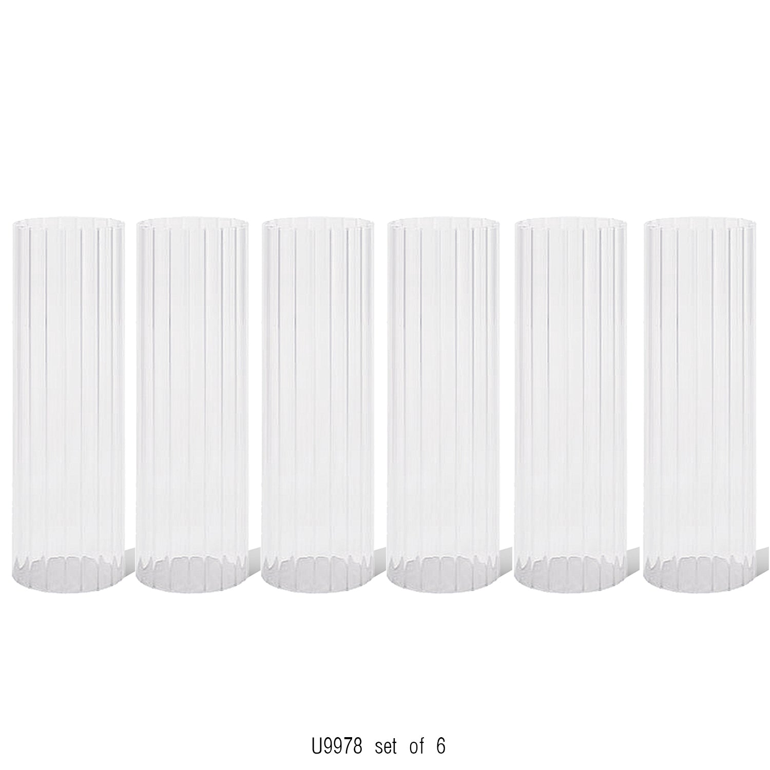 Pleated Glass Chimney Hurricane Candle Holder (set of 6)
