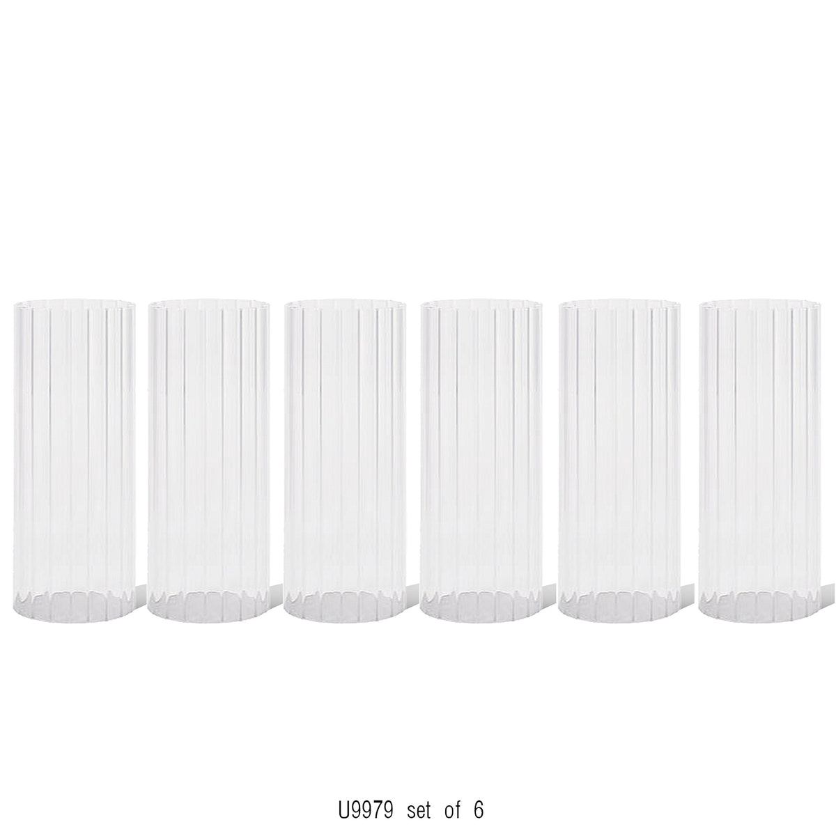 Pleated Glass Chimney Hurricane Candle Holder (set of 6)