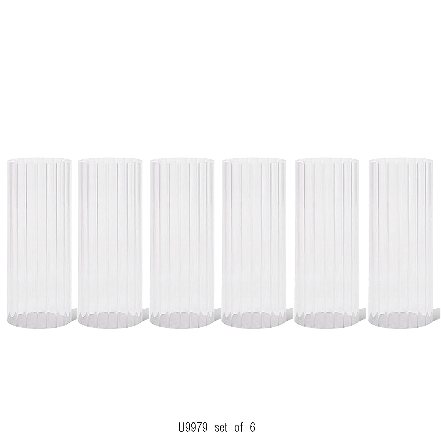 Pleated Glass Chimney Hurricane Candle Holder (set of 6)