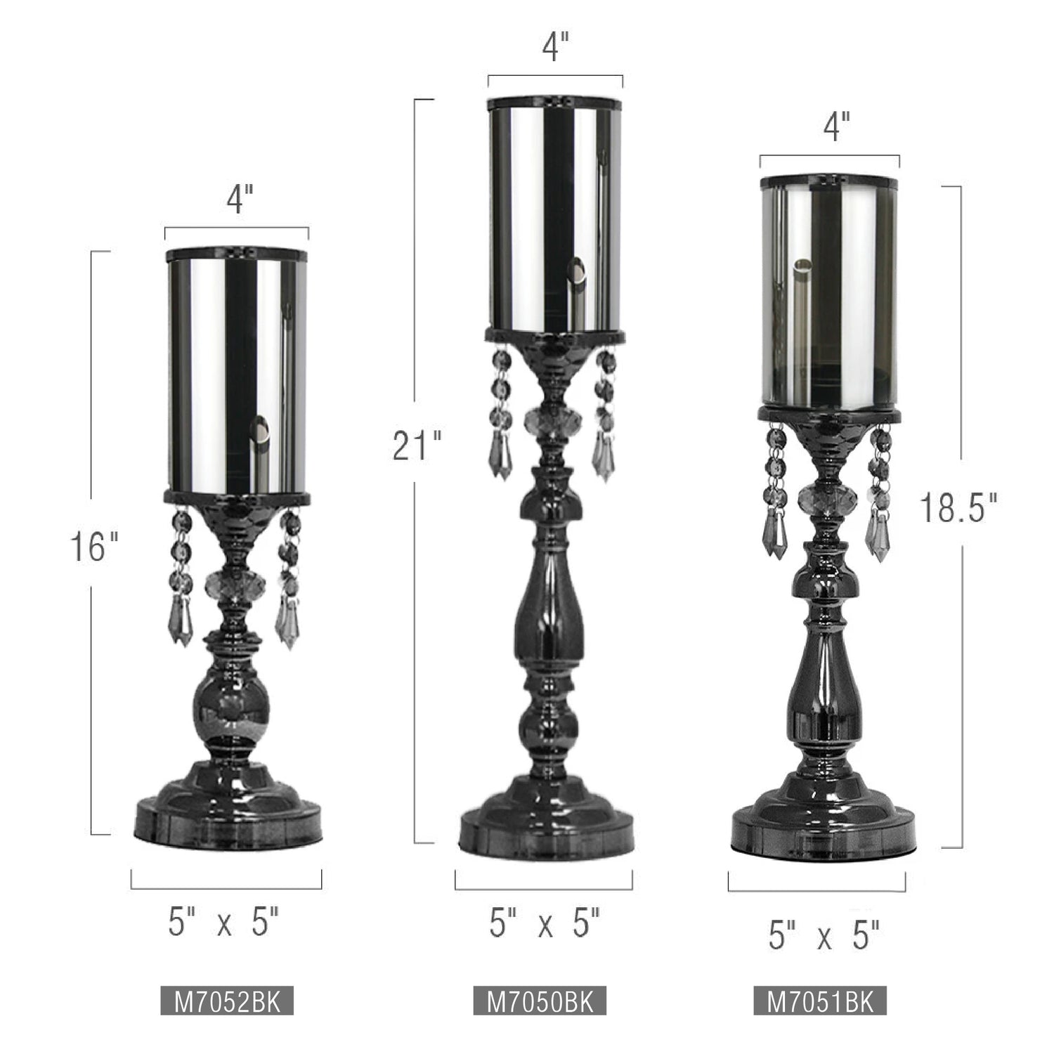 Black Crystal Candle Stand